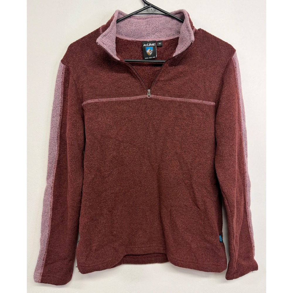 Kuhl Alfpaca Fleece Quarter Zip Pullover Womens Medium Burgundy Heather Lavender